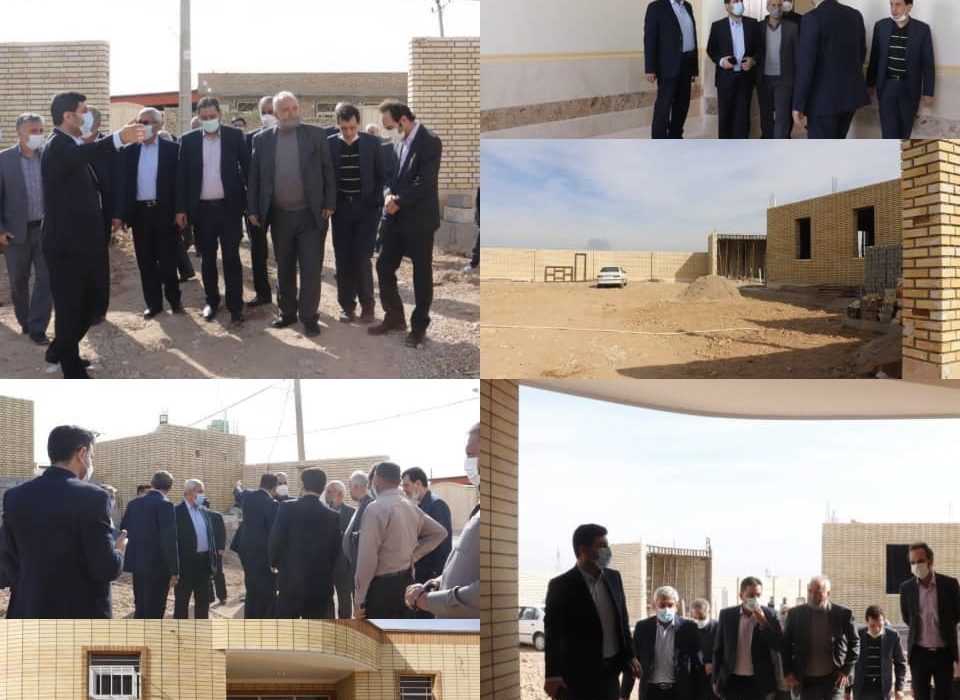 بازدید مدیران کل آموزش و پرورش و نوسازی و تجهیز مدارس استان خوزستان از روند اجرایی ساخت پروژه مدرسه خیرساز روستای مراونه