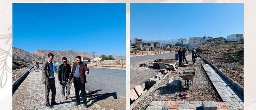 بازدید شهردار باغملک از عملیات جدول کشی وکفپوش گذاری بلوار لاله ها