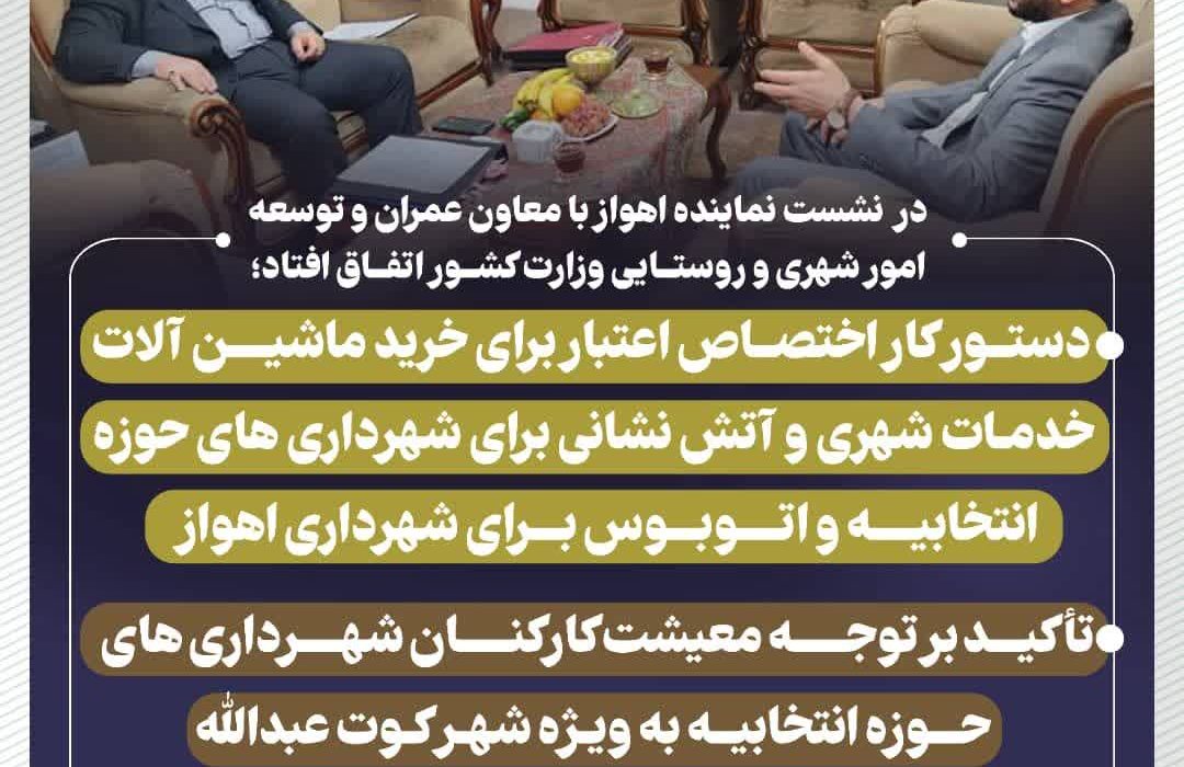 در نشست نماینده اهواز با معاون عمران و توسعه امور شهری و روستایی وزارت کشور اتفاق افتاد؛