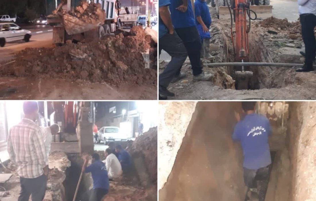 خط خروجی فاضلاب منطقه گلستان اهواز اصلاح شد