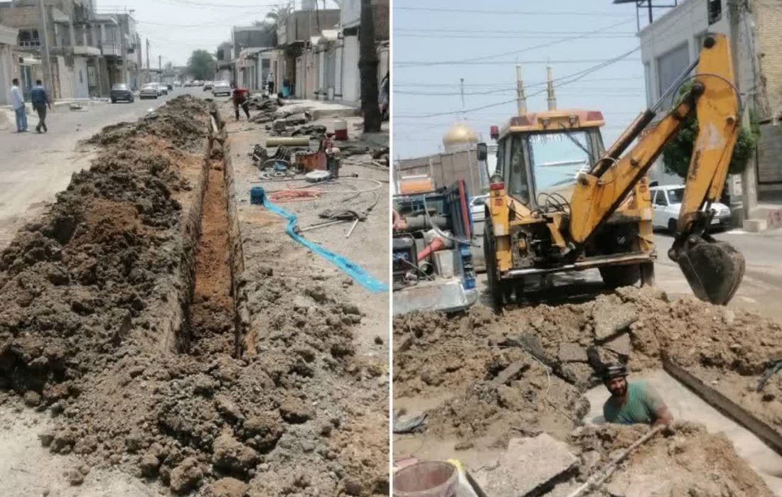 آغاز عملیات اجرایی خط انتقال جدید آب در منطقه نورآباد زرگان اهواز