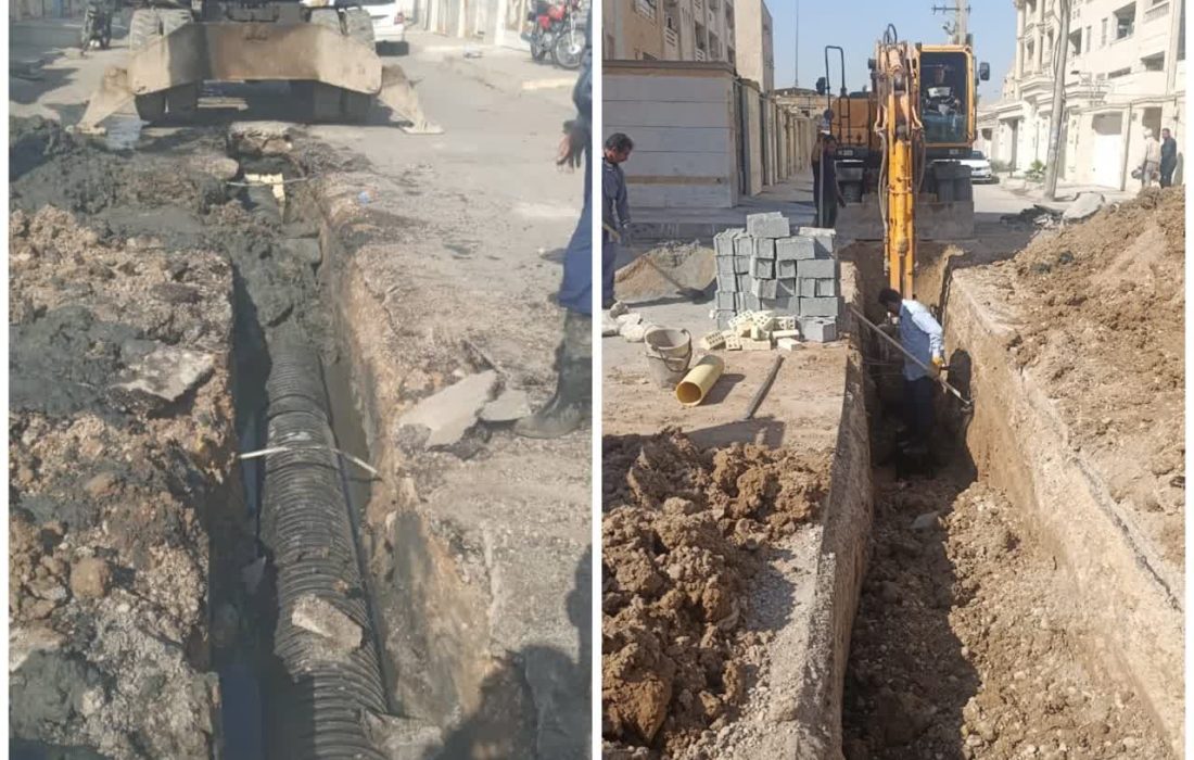 اقدام جهادی شرکت آب و فاضلاب اهواز در راستای اصلاح خطوط ریزشی شبکه فاضلاب اهواز