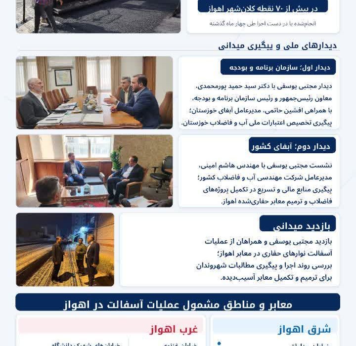 از پیگیری‌های ملی تا آسفالت معابر اهواز